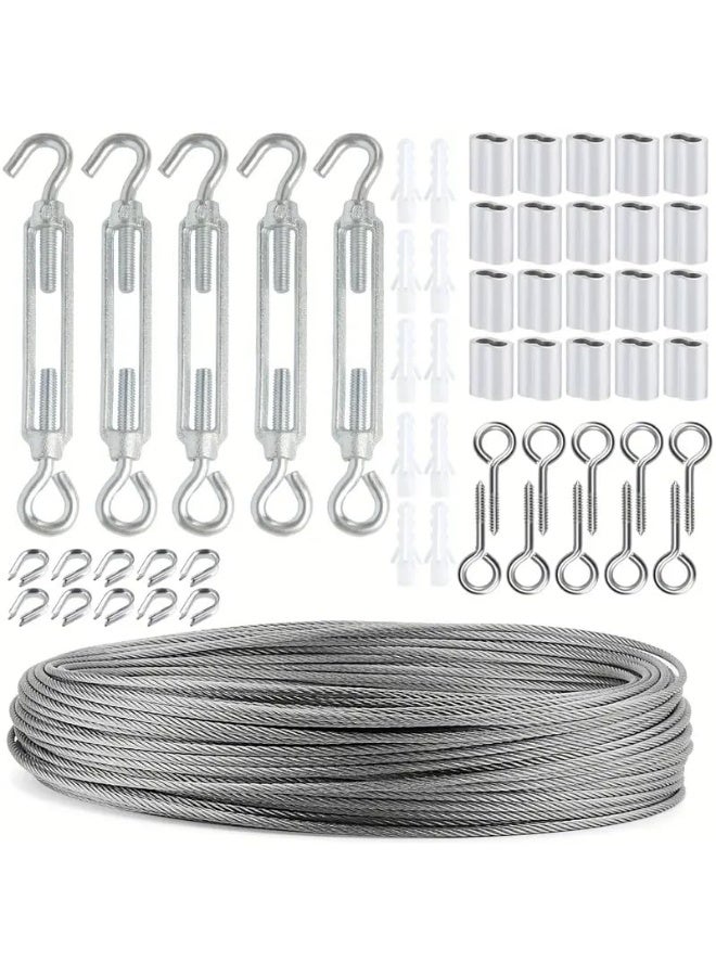راكو مجموعة كابلات أسلاك من الفولاذ المقاوم للصدأ من راكو، بطول 30 مترًا، مطلية بمادة البولي فينيل كلوريد، مع مشابك ربط ومجموعة أدوات للحديقة والخيمة الخارجية ومشاريع "اصنعها بنفسك" - Image 1