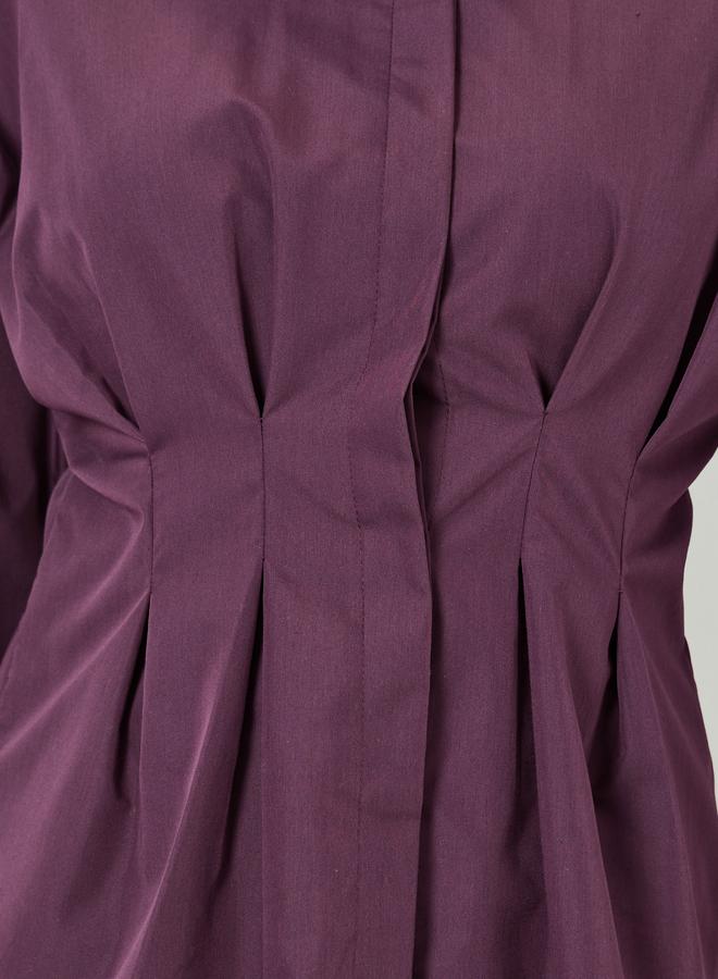 Styli Women Purple Long Sleeve Fold Pleated Shirt - Image 2