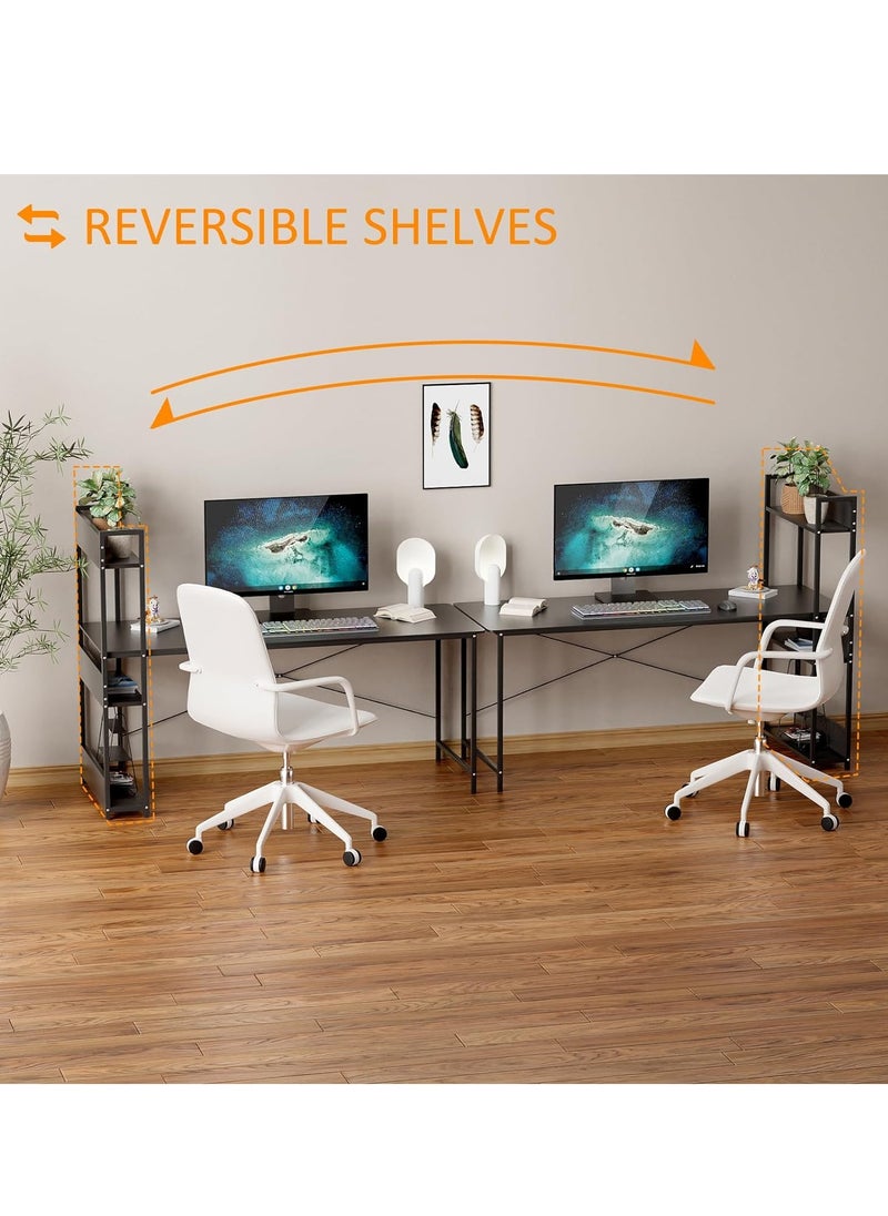 ZUIHAO - ZUIHAO Computer Desk with 4 Shelves Work Study Game Writing Desk with Storage Shelf Modern Wooden Studio Workstation - Image 1