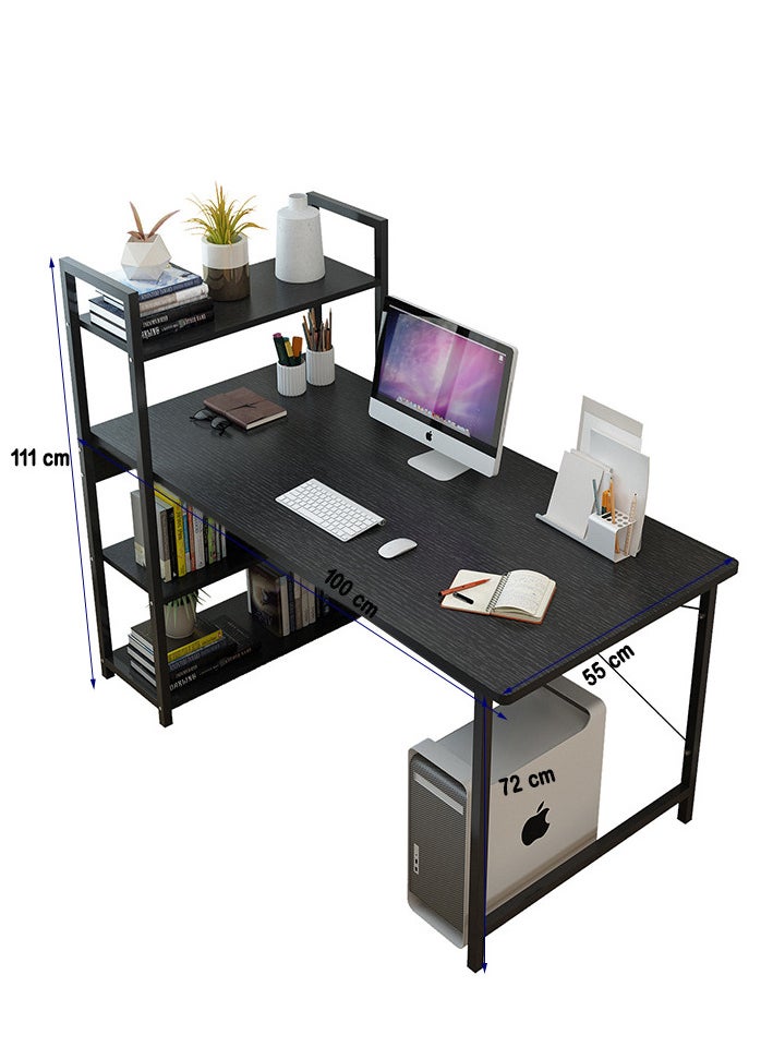 ZUIHAO - ZUIHAO Computer Desk with 4 Shelves Work Study Game Writing Desk with Storage Shelf Modern Wooden Studio Workstation - Image 1