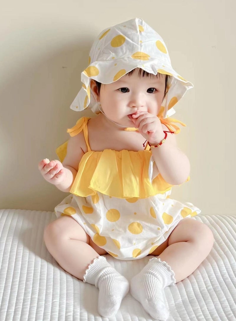 A.M Baby Girl Clothing Set  Girl Clothes Girls Dot Straps Hat Infant Baby Girl Outfits  Infant Girl Clothes - Image 1