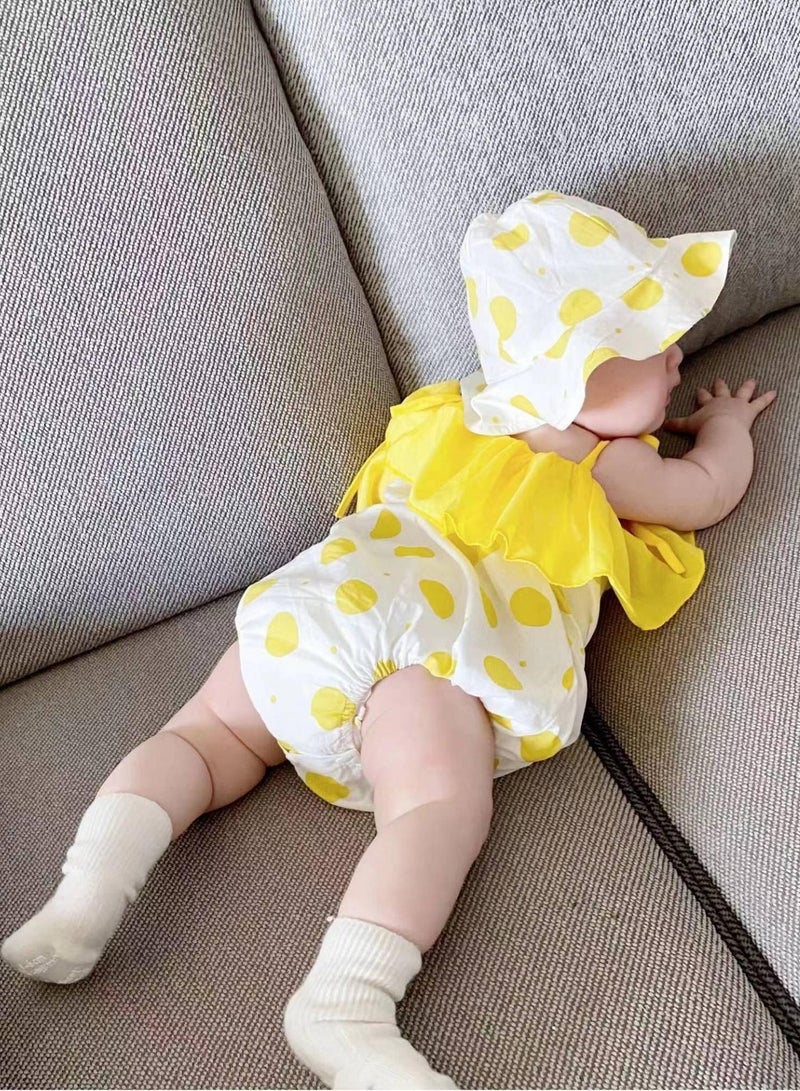 A.M Baby Girl Clothing Set  Girl Clothes Girls Dot Straps Hat Infant Baby Girl Outfits  Infant Girl Clothes - Image 3