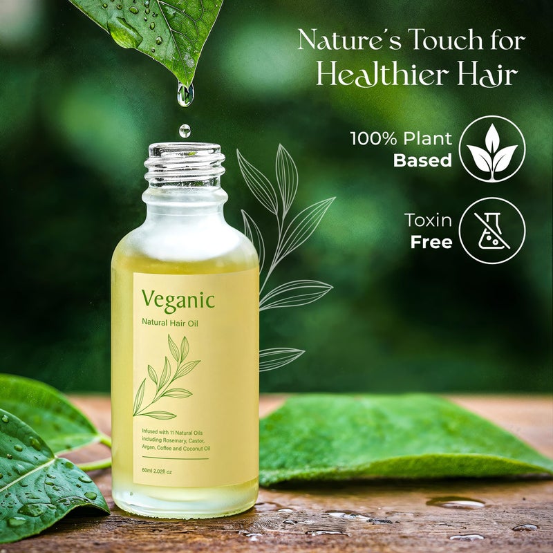 Veganic Natural Hair Growth Oil for Women infused with 10 Premium Botanic Oils plus Organic Rosemary Oil for Hair Growth | Salon-Grade Volumizing & Nourishment | Non-GMO Verified | 30-Day Supply - Image 5