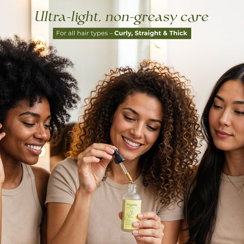 Veganic Natural Hair Growth Oil for Women infused with 10 Premium Botanic Oils plus Organic Rosemary Oil for Hair Growth | Salon-Grade Volumizing & Nourishment | Non-GMO Verified | 30-Day Supply - Image 4