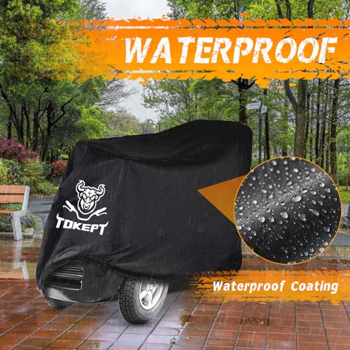 Tokept 420D Waterproof Scooter Cover Black Power Assisted Mobility Scooter Cover XL 56” - Image 4
