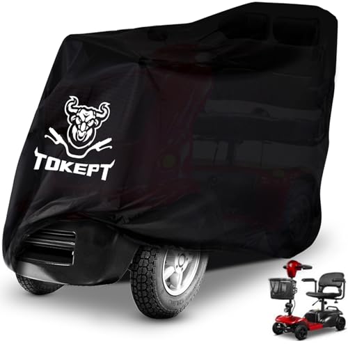 Tokept 420D Waterproof Scooter Cover Black Power Assisted Mobility Scooter Cover XL 56” - Image 1
