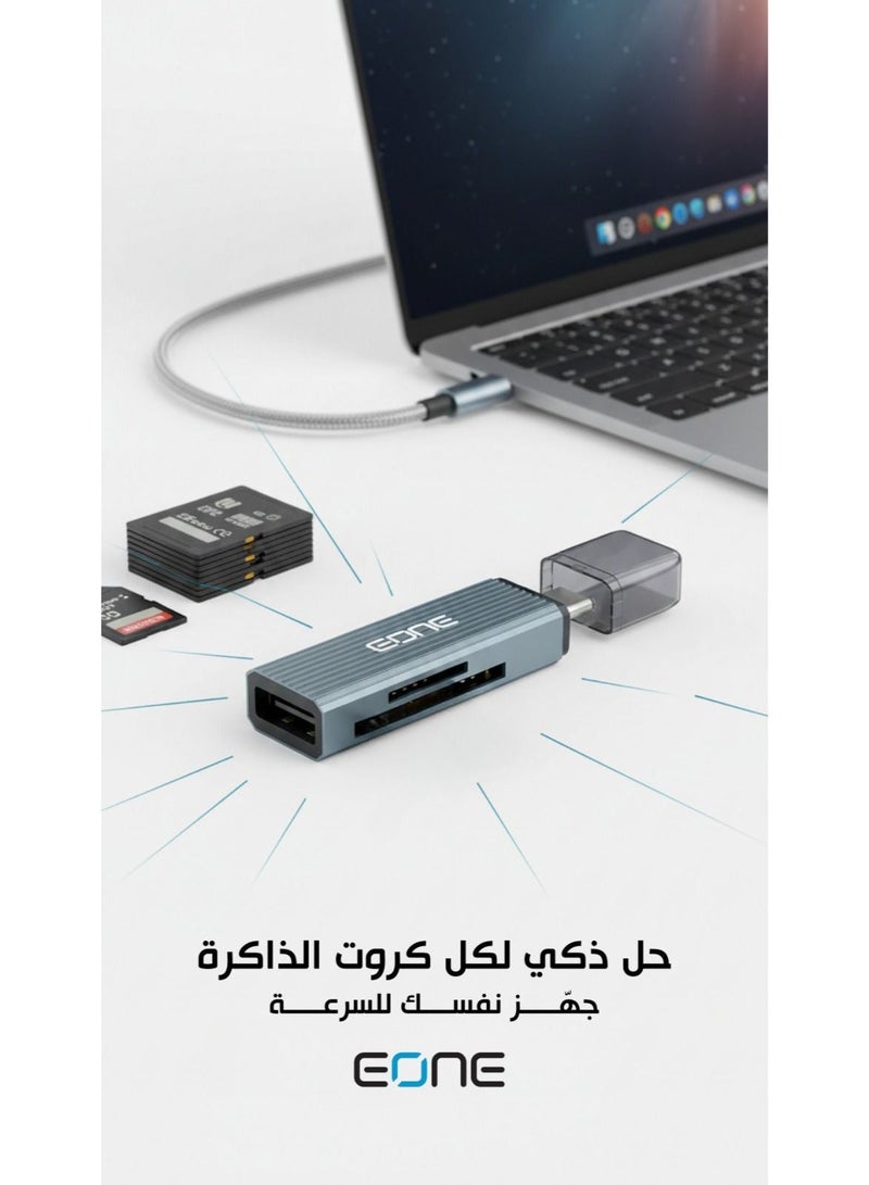 Eone The EONE Type-C OTG Card Reader provides a practical and fast solution for transferring files and reading memory cards via mobile phone or laptop. - Image 2
