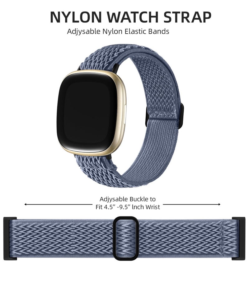 Adorve Compatible with Fitbit Versa 3 Bands/Fitbit Versa 4 Band/Fitbit Sense Bands for Men Women, Adjustable Stretchy Solo Loop Elastic Nylon Sport Strap for Smart Watch Replacement - Image 2