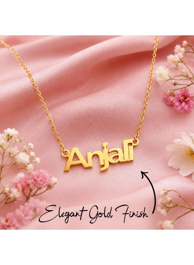 NENOUSH Kids Name Necklace | Balloon Font Letter Pendant Chain 35cm | Gold Tone Jewelry | Birthday Party Gift for Girls | Daily Wear Fashion Jewelry for Special Occasions - Image 4