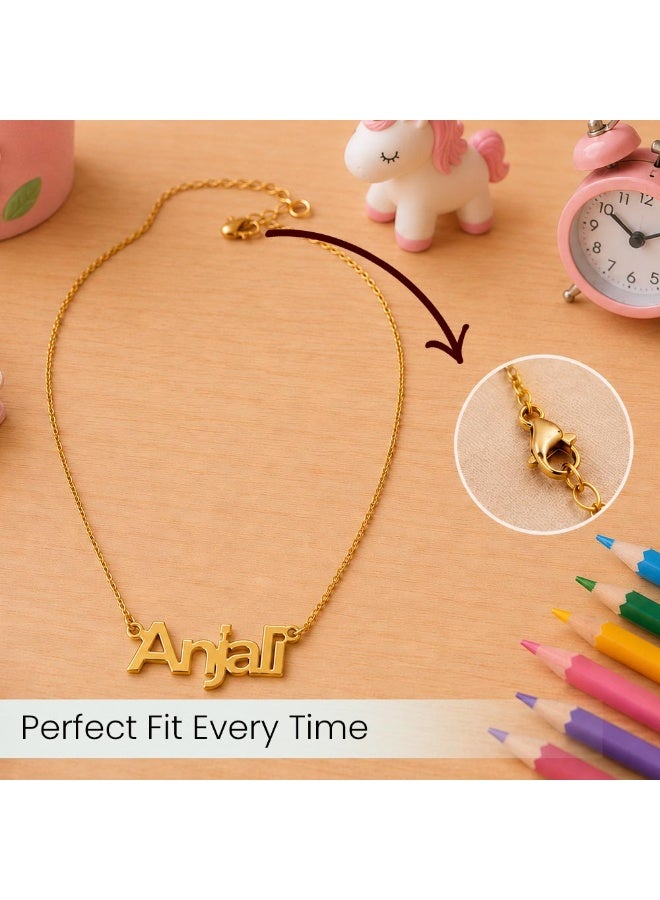 NENOUSH Kids Name Necklace | Balloon Font Letter Pendant Chain 35cm | Gold Tone Jewelry | Birthday Party Gift for Girls | Daily Wear Fashion Jewelry for Special Occasions - Image 5
