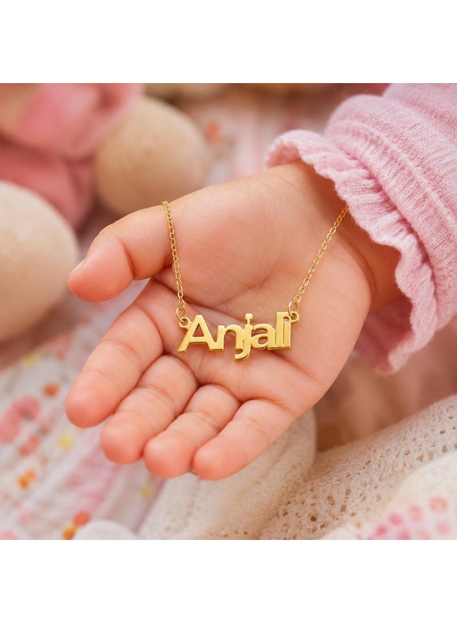 NENOUSH Kids Name Necklace | Balloon Font Letter Pendant Chain 35cm | Gold Tone Jewelry | Birthday Party Gift for Girls | Daily Wear Fashion Jewelry for Special Occasions - Image 3