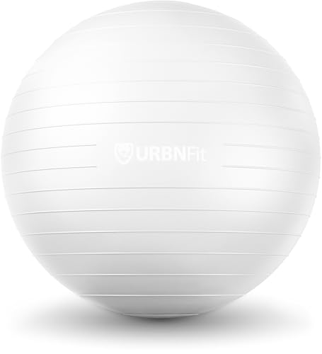 URBNFit Exercise Ball - Yoga Ball in Multiple Sizes for Yoga, Pilates, Pregnancy, Stability - Anti-Burst Swiss Balance Ball w/Quick Pump – Office Ball Chair for Home and Gym – 18 Inch - White - Image 1