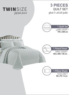 دوناتيلا طقم لحاف 3 قطع مفرش سرير قابل للعكس مقاس واحد يناسب السرير (120 * 200 سم) ، غطاء سرير ناعم مضغوط مع ملاءة مناسبة ، أغطية وسائد شمس ، رمادي  - Image 3