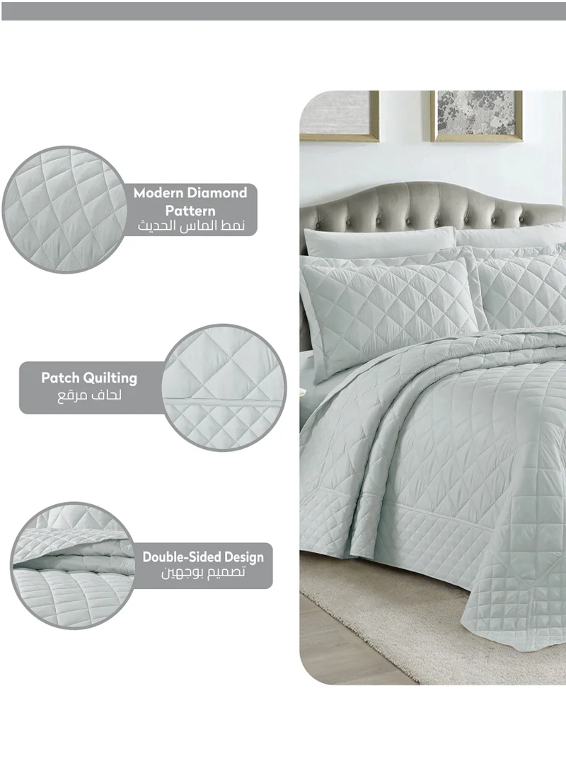 Donetella Quilt Set 3-Pcs Single Size Reversible Bedspread Coverlet Set Bed Fits(120 X 200 Cm), Compressed Comforter Soft Bedding Cover With Matching Fitted Sheet Pillow Shams Pillow Cases,Grey