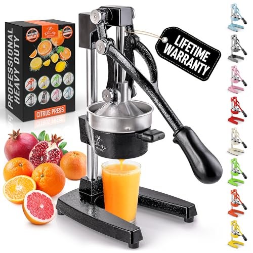 Zulay Kitchen Zulay Kitchen CastIron Orange Juice Squeezer  EasytoClean HeavyDuty Professional Citrus Juicer  Stainless Steel Lemon Squeezer  Manual Citrus Press  Orange Squeezer  Orange Juicer Black 
