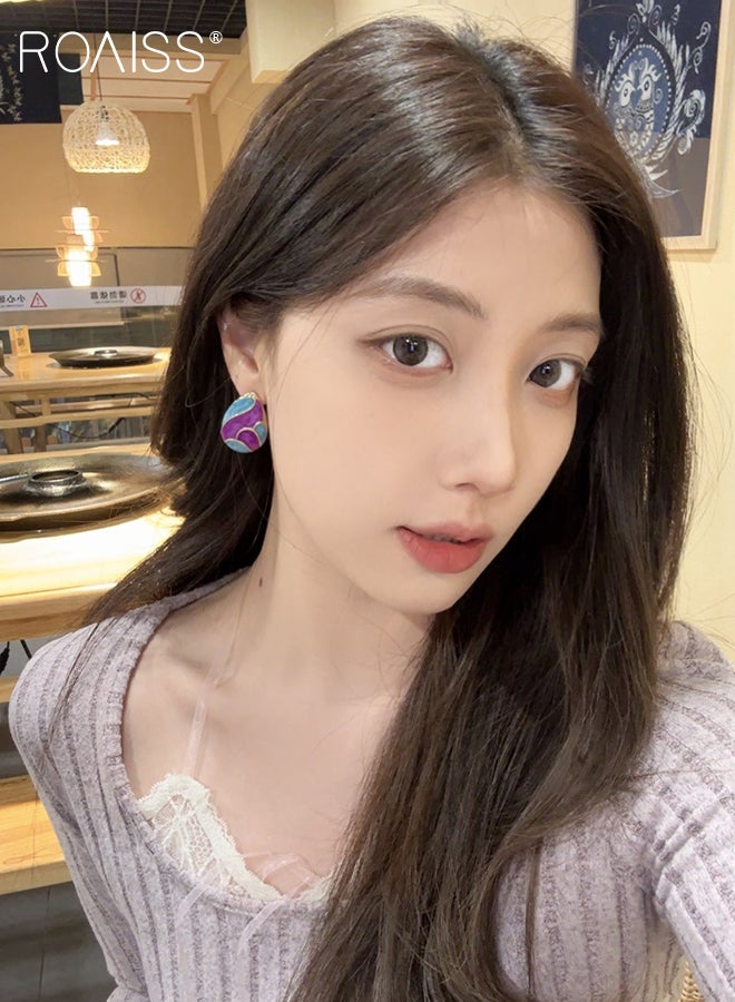 roaiss 2 Pairs of Fashionable Teardrop Earrings, Retro Enamel Dripping Oil Color Matching Earring, Fashion Accessories for Party, Banquets, Weddings and Daily Wear - Image 4