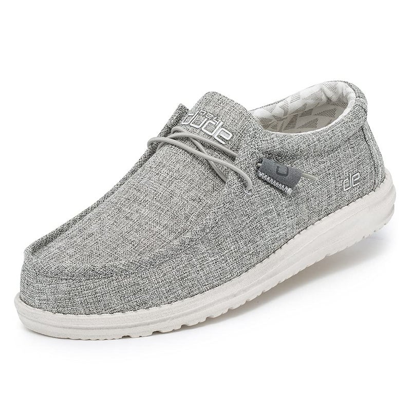 Hey Dude Men's Wally Linen Iron Size 11 | Men’s Shoes | Men’s Lace Up Loafers | Comfortable & Light-Weight - Image 1