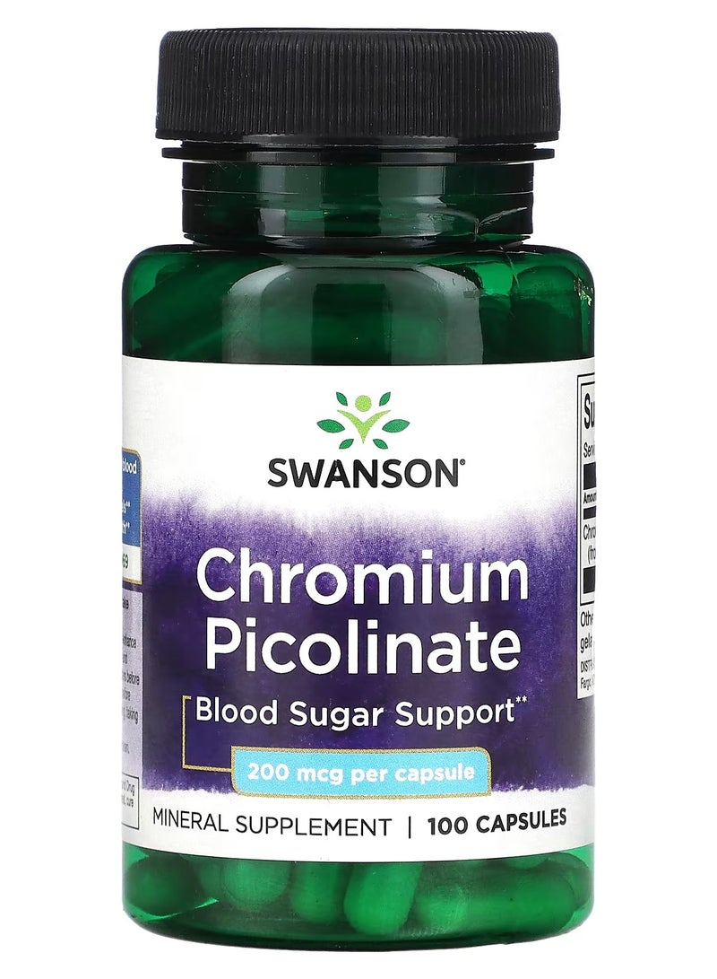 SWANSON Chromium Picolinate - Natural Supplement (10 Capsules, 200mcg Each) - Image 1