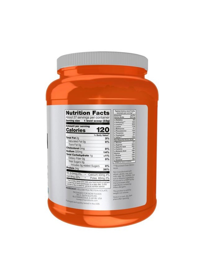 Now Sports Pea Protein Powder, Pure unflavoured 24g Protein. No Soy, No Dairy. 2 Lbs (907g) - Image 2