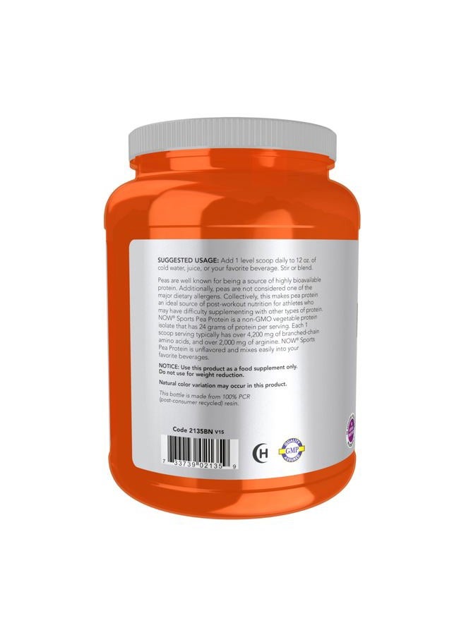 Now Sports Pea Protein Powder, Pure unflavoured 24g Protein. No Soy, No Dairy. 2 Lbs (907g) - Image 3