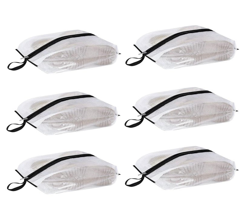 Lify حقيبة أحذية للسفر مع مقبض وسحاب للاستخدام في السفر والمنزل كحقيبة أحذية كرة القدم - مقاومة للماء، مقاومة للغبار، شفافة - عبوة مكونة من 6 قطع (أسود (6 قطع)) - Image 1