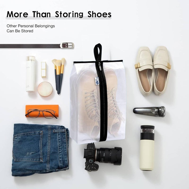 Lify حقيبة أحذية للسفر مع مقبض وسحاب للاستخدام في السفر والمنزل كحقيبة أحذية كرة القدم - مقاومة للماء، مقاومة للغبار، شفافة - عبوة مكونة من 6 قطع (أسود (6 قطع)) - Image 3