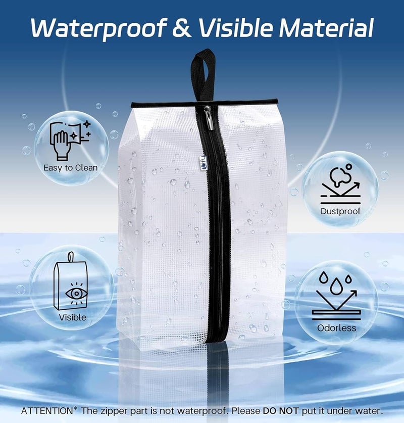 Lify حقيبة أحذية للسفر مع مقبض وسحاب للاستخدام في السفر والمنزل كحقيبة أحذية كرة القدم - مقاومة للماء، مقاومة للغبار، شفافة - عبوة مكونة من 6 قطع (أسود (6 قطع)) - Image 5