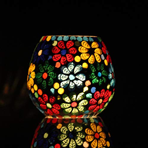 Brahmz Glass Mosaic Candle Holder Set of 2 | U-Shape Tea Light Holders for Home Décor, Festive Lighting & Romantic Ambience | Premium Glass Votive Gift Set - Image 4