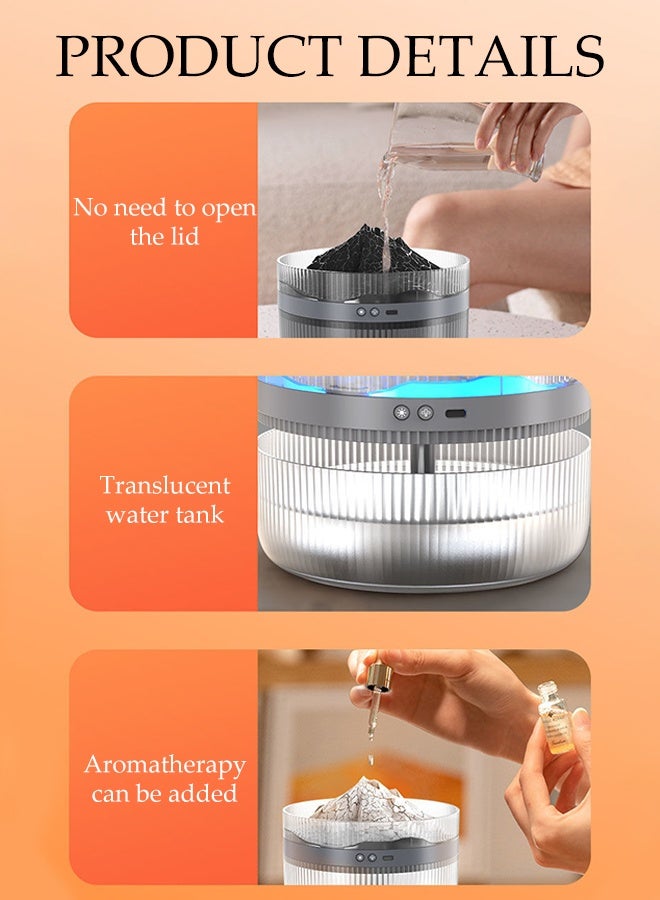 DUNISO 2L Humidifier Volcano Aroma Diffuser Large Capacity High-frequency Nanoscale Atomizing Air Humidifier with Premium Lights 2 Mist Mode USB Rechargeable Desktop Home Ultra-Silent Humidifier for Home, Office, Travel - Image 5