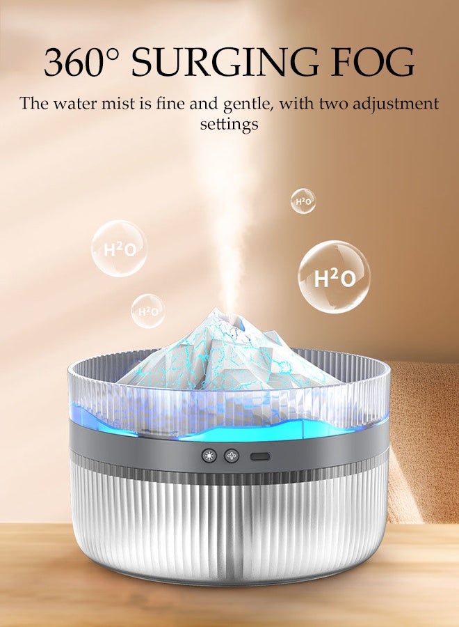 DUNISO 2L Humidifier Volcano Aroma Diffuser Large Capacity High-frequency Nanoscale Atomizing Air Humidifier with Premium Lights 2 Mist Mode USB Rechargeable Desktop Home Ultra-Silent Humidifier for Home, Office, Travel - Image 2