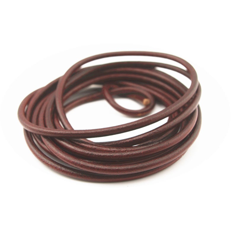 Glory Qin Distressed Brown Color Soft Round Genuine Jewelry Leather Cord Leather Rope 5mm 5 Yards
