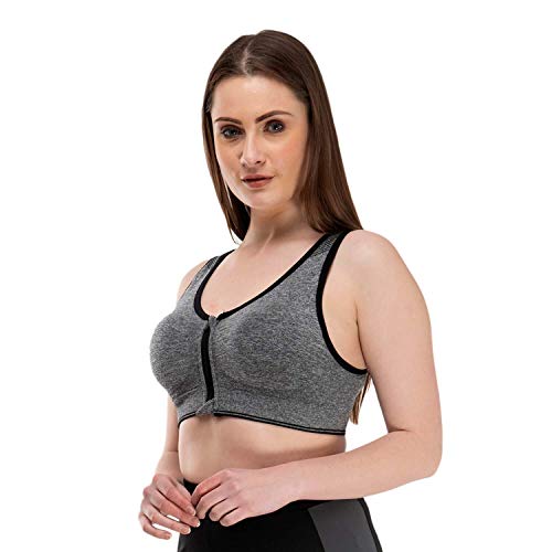 Mysha Women's Cotton Lightly Padded Non-Wired Sports Bra (Size-40) Grey - Image 4