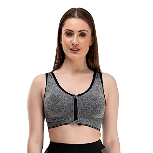 Mysha Women's Cotton Lightly Padded Non-Wired Sports Bra (Size-40) Grey - Image 2