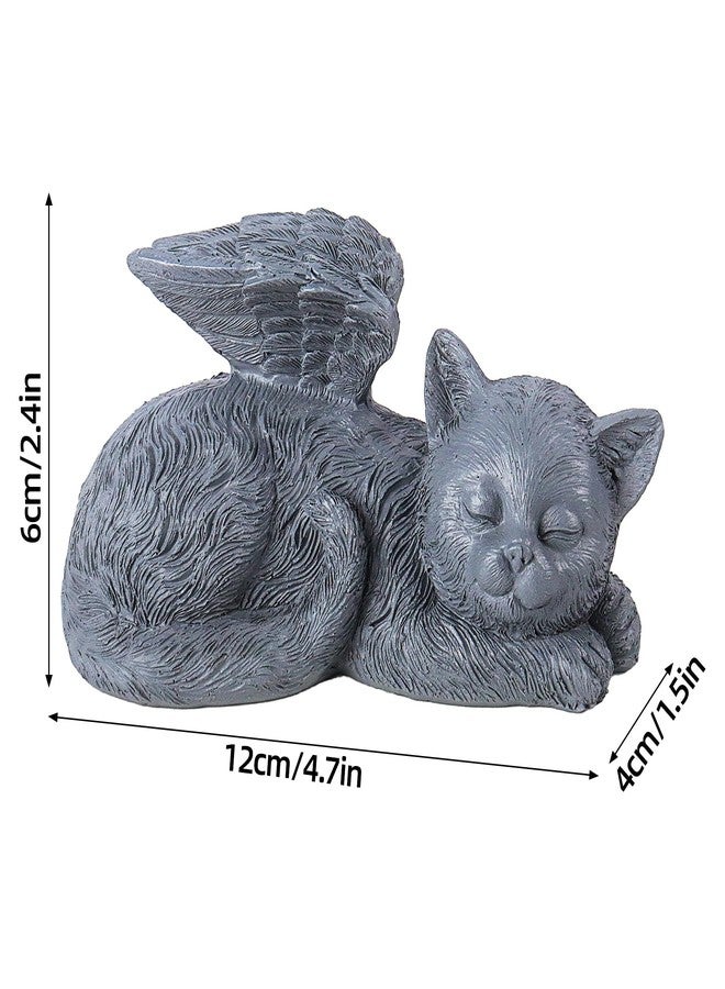 Dmnnlp Small Angel Cat Memorial Stones Statue 4.7x1.5x2.4in, Peaceful Sleeping Cat Angel Statue for Garden, Pet Grave Markers, Loss of Pet Sympathy Gift (Gray) - Image 2