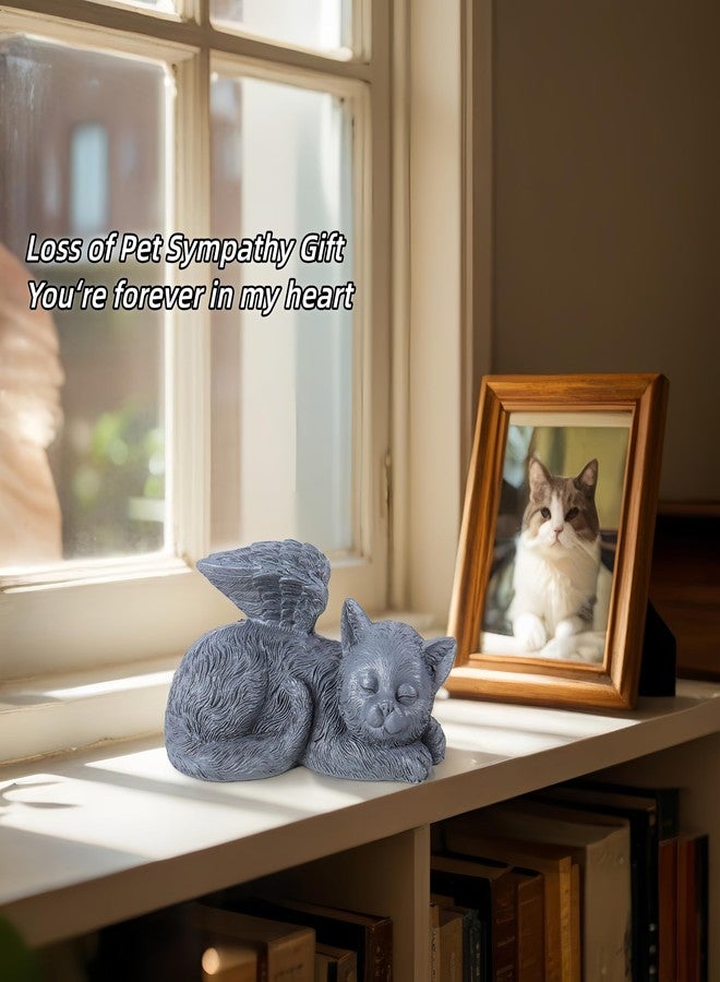 Dmnnlp Small Angel Cat Memorial Stones Statue 4.7x1.5x2.4in, Peaceful Sleeping Cat Angel Statue for Garden, Pet Grave Markers, Loss of Pet Sympathy Gift (Gray) - Image 5