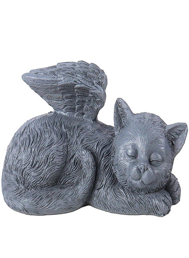 Dmnnlp Small Angel Cat Memorial Stones Statue 4.7x1.5x2.4in, Peaceful Sleeping Cat Angel Statue for Garden, Pet Grave Markers, Loss of Pet Sympathy Gift (Gray) - Image 1
