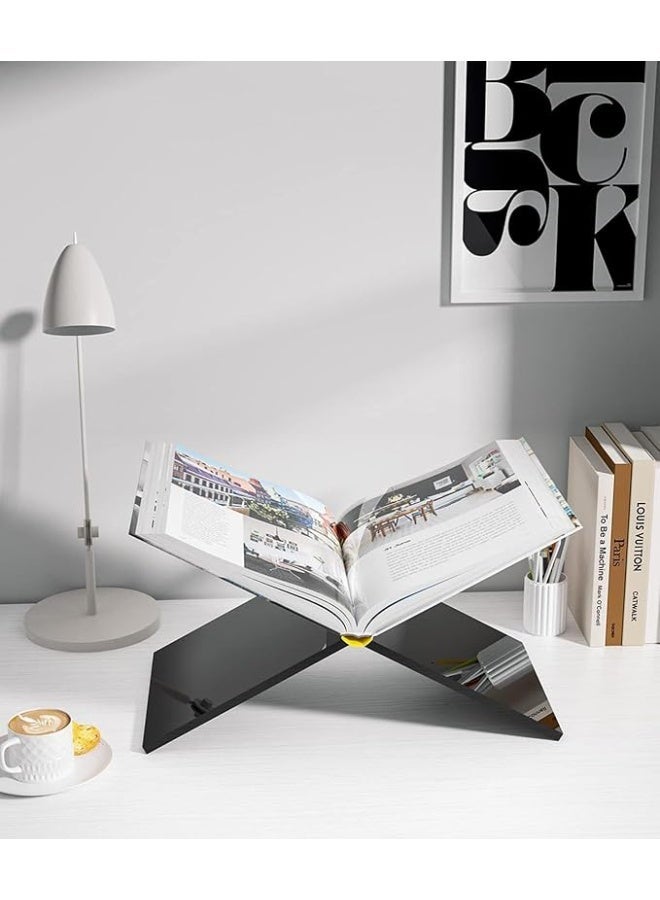 DUNISO Acrylic Book Stand,X-Shaped Book Holder for Open and Closed Books, Multifunctional Display Stand for Magazines,Textbooks,Cookbook and Art Book - Image 4