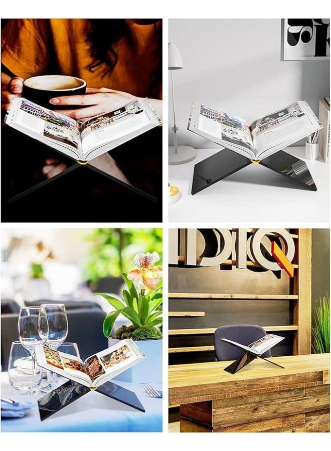 DUNISO Acrylic Book Stand,X-Shaped Book Holder for Open and Closed Books, Multifunctional Display Stand for Magazines,Textbooks,Cookbook and Art Book - Image 5