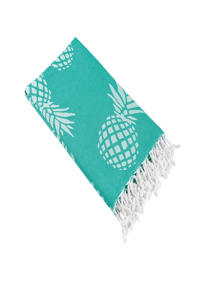 InfuseZen Turkish Bath & Beach Towel - 69" x 39" - Reversible Pineapple Print - 100% Organic Turkish Cotton - Soft, Lightweight, Absorbent Peshtemal - Quick Dry, Sand Free - Pool, Gym - Mint Green - Image 1
