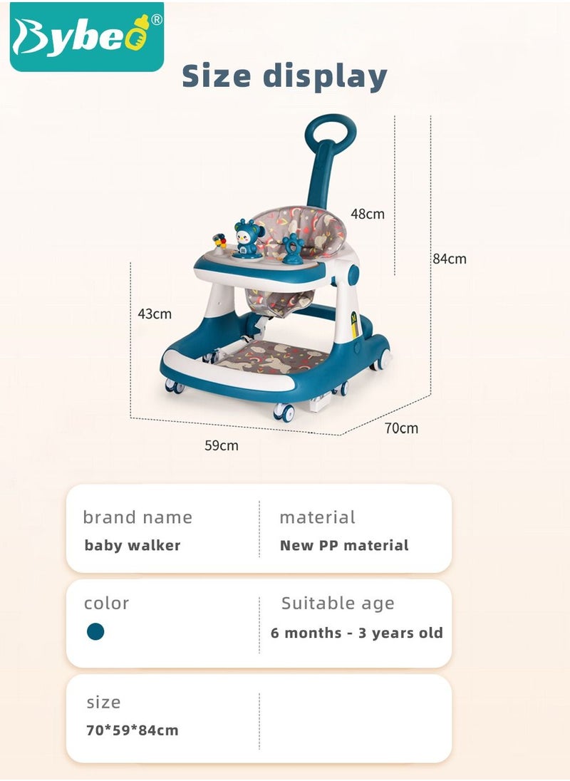 Bybeo - 3 in 1 Baby Walker with Parent Push Handle, Adjustable Height Multifunction and Big Comfortable Seat Cushion for Infants Children - Image 1