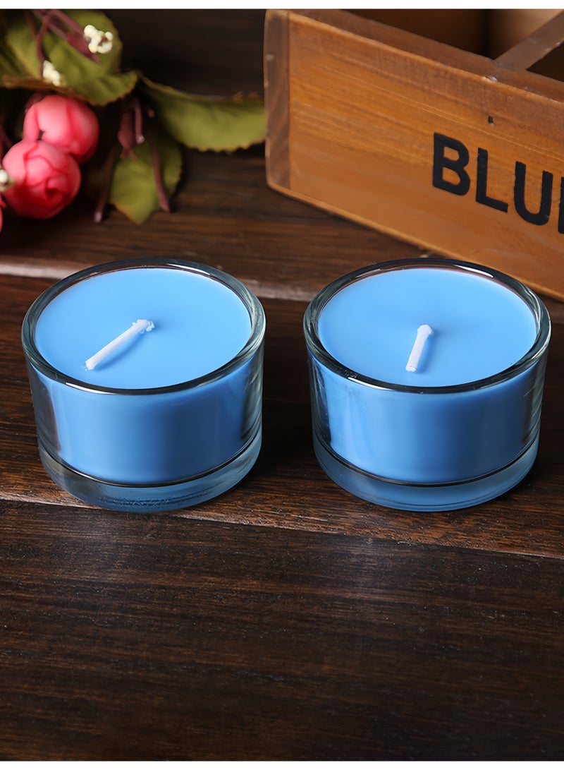 6 Pack Glass Cup Scented Candles - Blue Ocean Fragrance - 8 Hours Burn Time - Smokeless Aromatherapy Tealight Candles - Image 4