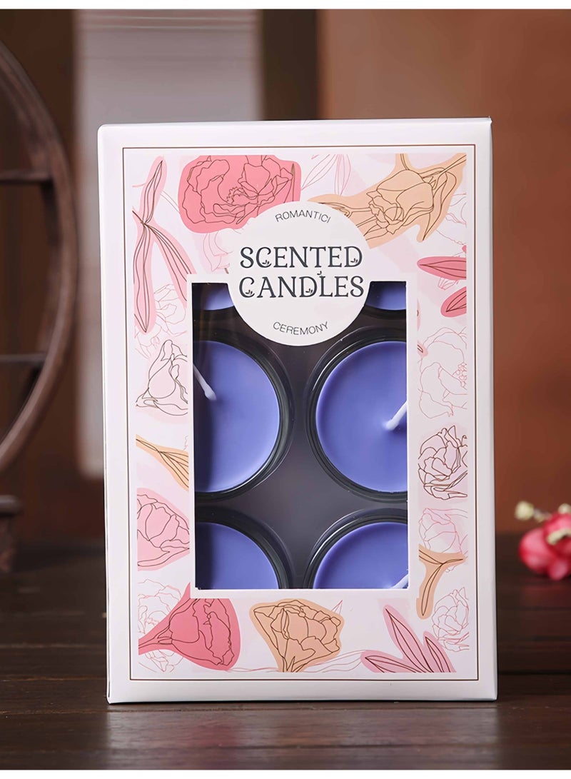 6 Pack Glass Cup Scented Candles - Blue Ocean Fragrance - 8 Hours Burn Time - Smokeless Aromatherapy Tealight Candles - Image 5