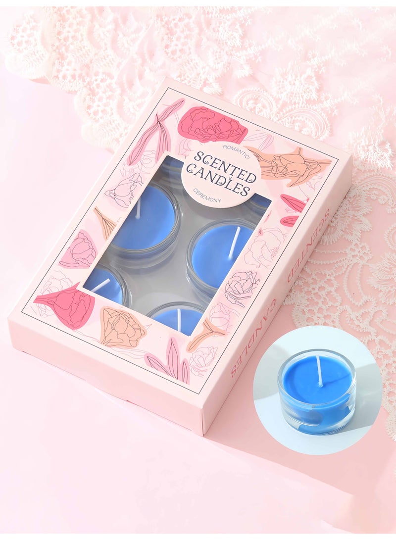 6 Pack Glass Cup Scented Candles - Blue Ocean Fragrance - 8 Hours Burn Time - Smokeless Aromatherapy Tealight Candles - Image 2