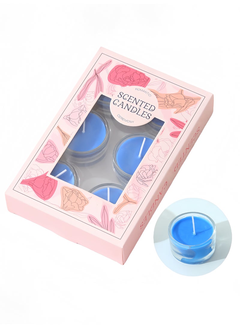 6 Pack Glass Cup Scented Candles - Blue Ocean Fragrance - 8 Hours Burn Time - Smokeless Aromatherapy Tealight Candles - Image 3