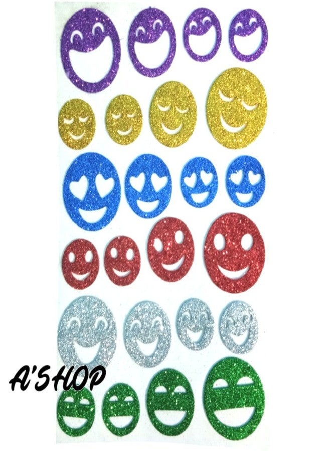 A'SHOP Glitter Foam Self Adhesive Stickers for Art & Craft for Kids - Set of 3 Sheets (Flowers, Stars & Smileys) - Image 2