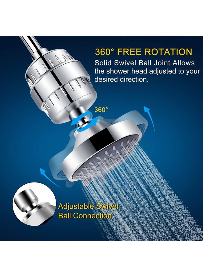 Beauenty Shower Head and 15 Stage Shower Filter Combo, High Pressure 5 Spray Settings Filtered Showerhead with Water Softener Filter Cartridge for Hard Water Remove Chlorine and Harmful Substances - Image 4