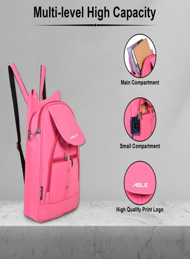 ABLE® Wave Backpack for Womens,Girls,Kids,Female. Pu Leatherette Fabric Travelling Outdoor, Picnic,School, College Office Work Casual Daily use Backpack.(Rose Pink) - Image 5
