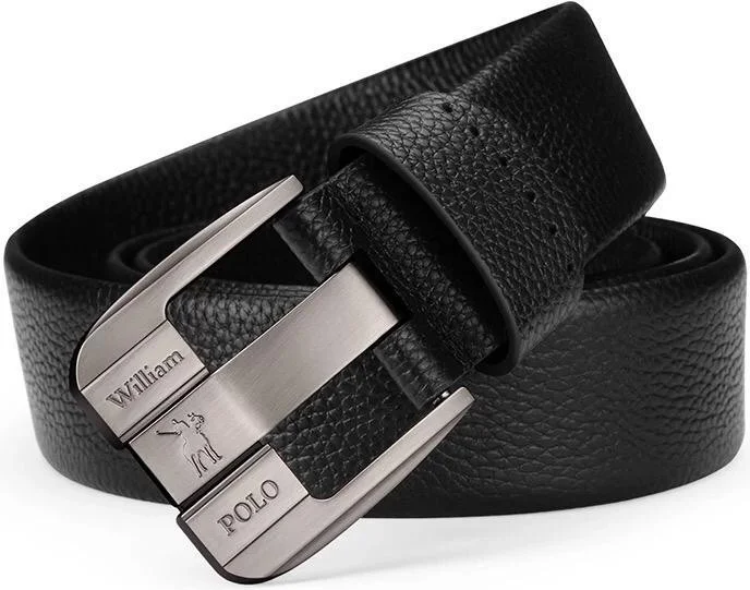 وليام بولو Italian Black Genuine Leather 120 cm Men's Belt