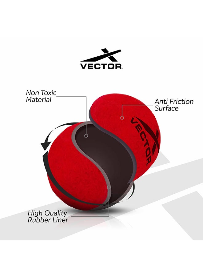 Vector X Cricket Tennis Ball  (Red) |Heavy| Pack of 6 |Outer Material: Rubber |Standard - Image 4