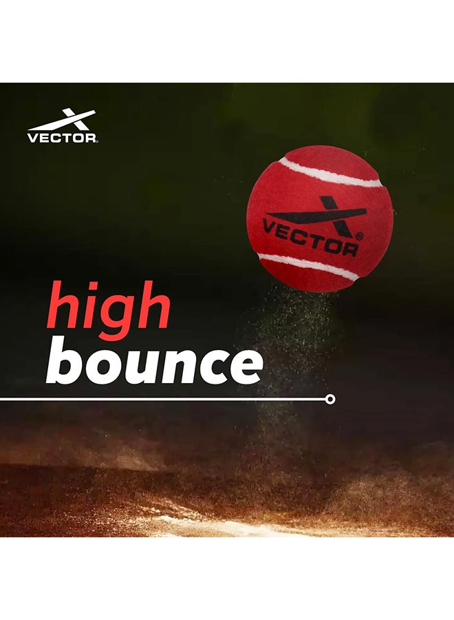 Vector X Cricket Tennis Ball  (Red) |Heavy| Pack of 6 |Outer Material: Rubber |Standard - Image 2